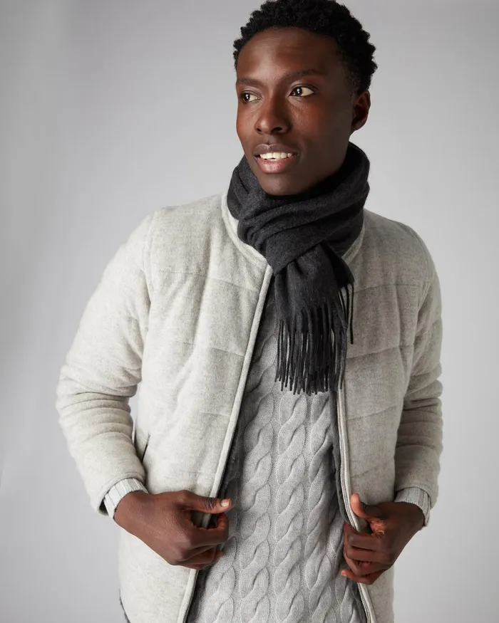 NPeal Cashmere Scarves Women Unisex Woven Cashmere Scarf In Dark Charcoal Grey