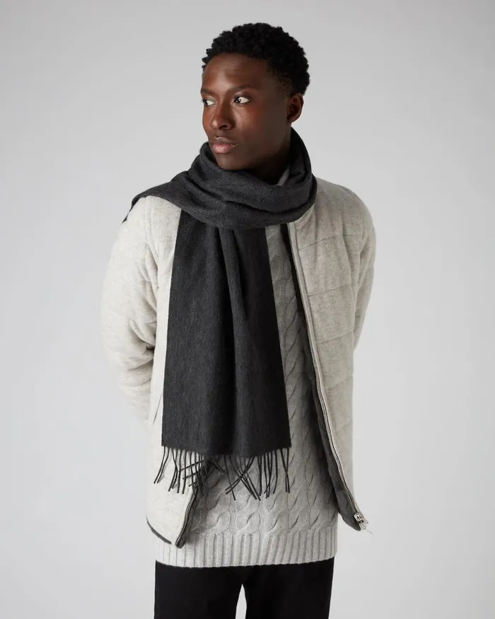 NPeal Cashmere Scarves Women Unisex Woven Cashmere Scarf In Dark Charcoal Grey