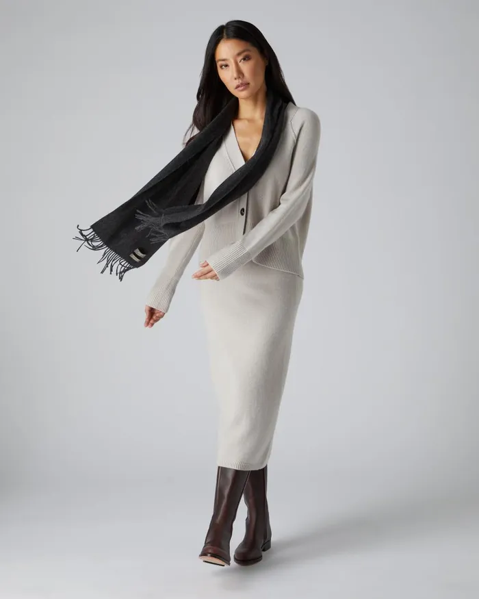 NPeal Cashmere Scarves Women Unisex Woven Cashmere Scarf In Dark Charcoal Grey