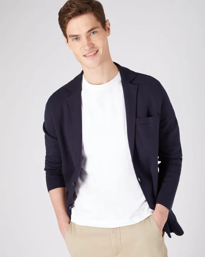 NPeal Coats and Jackets Men Cotton Cashmere Jacket In Navy Blue