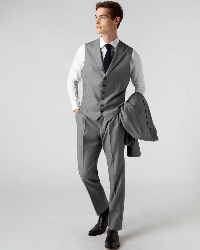 NPeal Coats and Jackets Men Woven 3 Piece Suit In Grey