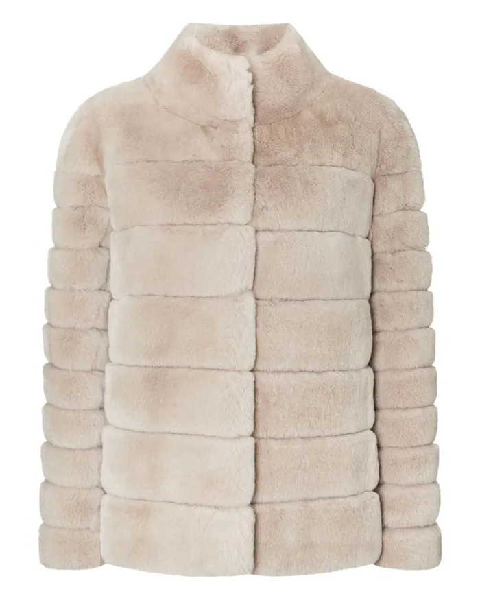 NPeal Coats and Jackets Women Rex Fur Ribbed Jacket In Snow Grey