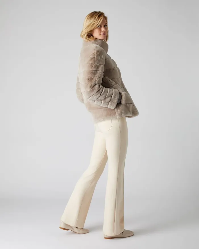 NPeal Coats and Jackets Women Rex Fur Ribbed Jacket In Snow Grey