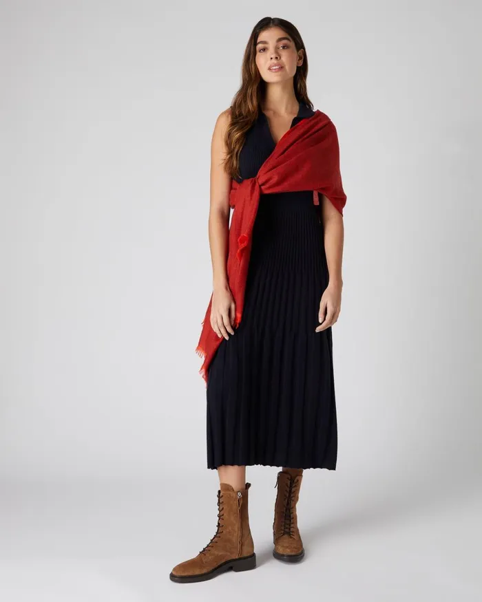 NPeal Dresses and Skirts Women Collared Rib Cashmere Dress In Navy Blue