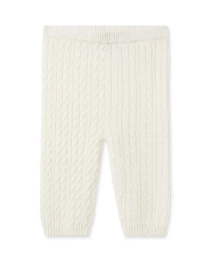 NPeal Gift Sets Children Cable Cashmere Leggings In New Ivory White