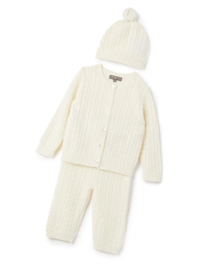 NPeal Gift Sets Children Cable Cashmere Leggings In New Ivory White