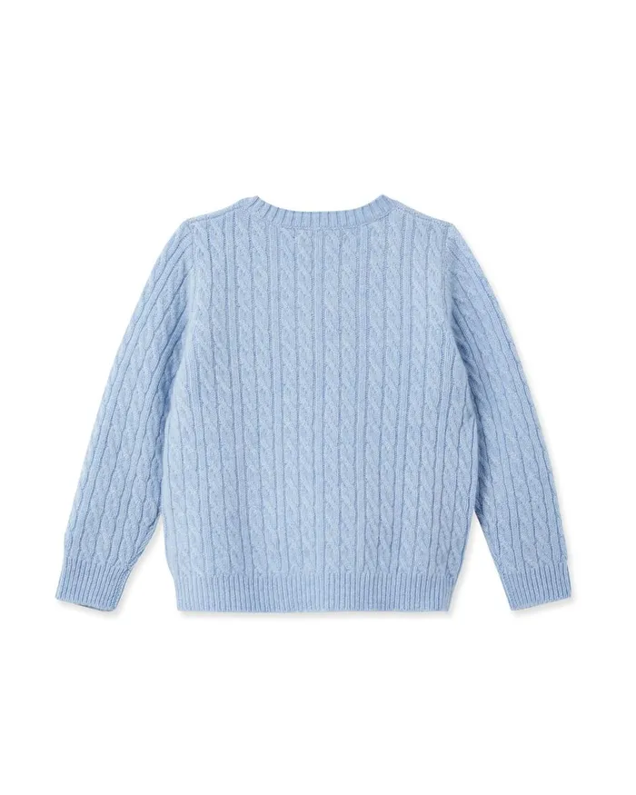 NPeal Girls Children Cable Cashmere Jumper In Cornflower Blue
