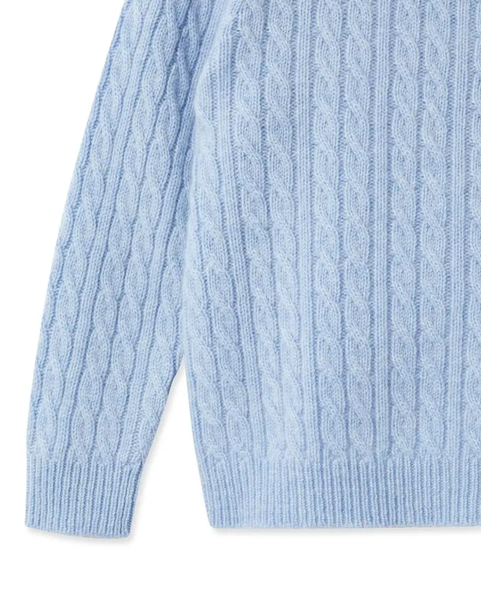 NPeal Girls Children Cable Cashmere Jumper In Cornflower Blue