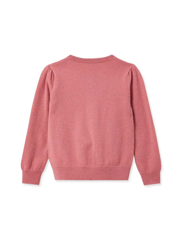 NPeal Girls Children Girls Round Neck Cashmere Cardigan In Heather Pink