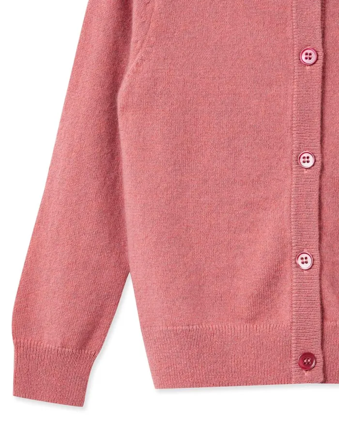 NPeal Girls Children Girls Round Neck Cashmere Cardigan In Heather Pink