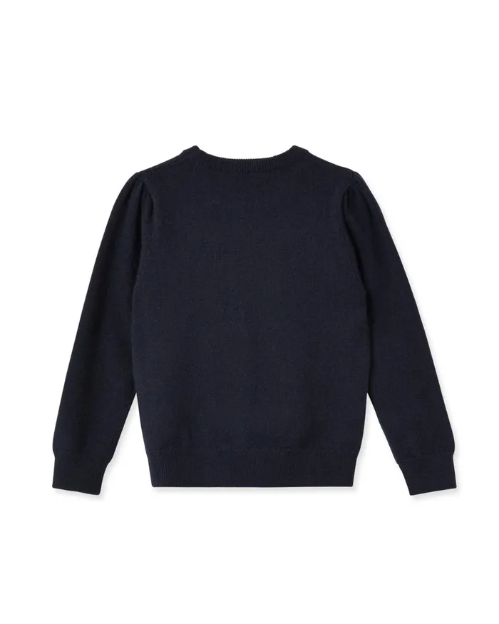 NPeal Girls Children Girls Round Neck Cashmere Jumper In Navy Blue