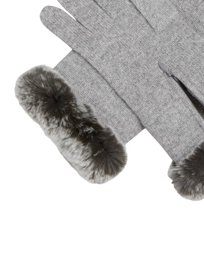 NPeal Gloves Women Fur And Cashmere Gloves In Flannel Grey