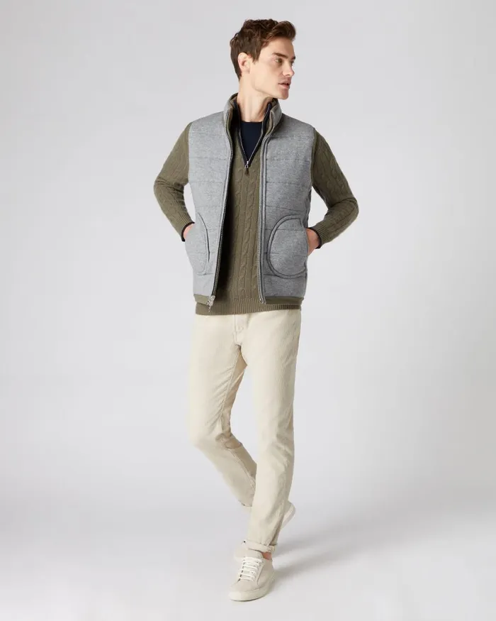 NPeal Half and Full Zip Knitwear Men Cable Half Zip Cashmere Jumper In Khaki Green