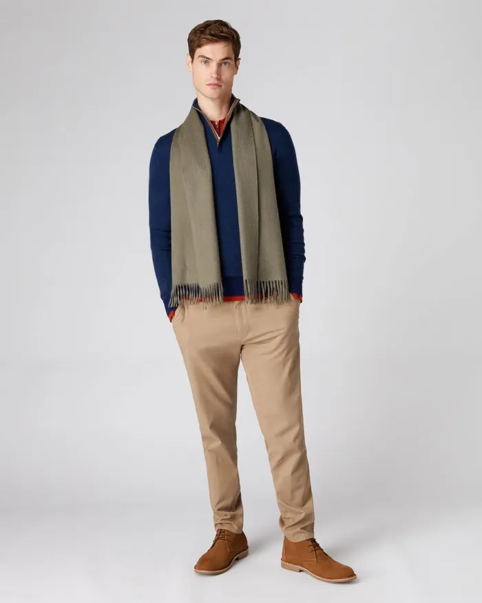 NPeal Half and Full Zip Knitwear Men Fine Gauge Cashmere Pattern Half Zip Jumper In French Blue Lapis Blue