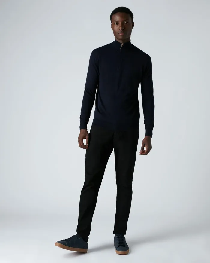 NPeal Half and Full Zip Knitwear Men The Regent Fine Gauge Cashmere Half Zip Jumper In Navy Blue