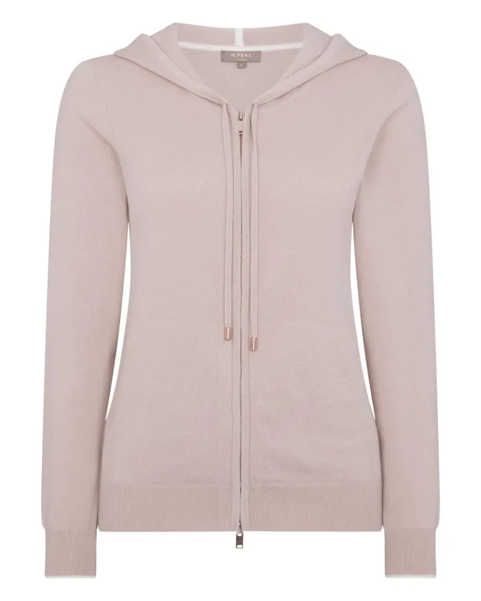 NPeal Half and Full Zip Knitwear Women Cashmere Hoodie In Canvas Pink
