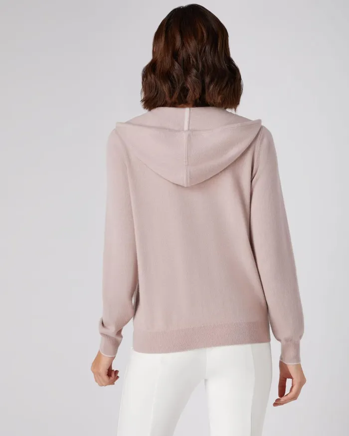 NPeal Half and Full Zip Knitwear Women Cashmere Hoodie In Canvas Pink