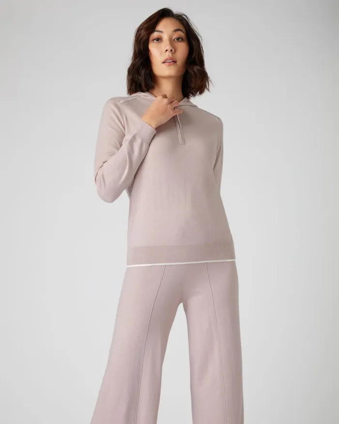 NPeal Half and Full Zip Knitwear Women Cotton Cashmere Hoodie In Dune Pink