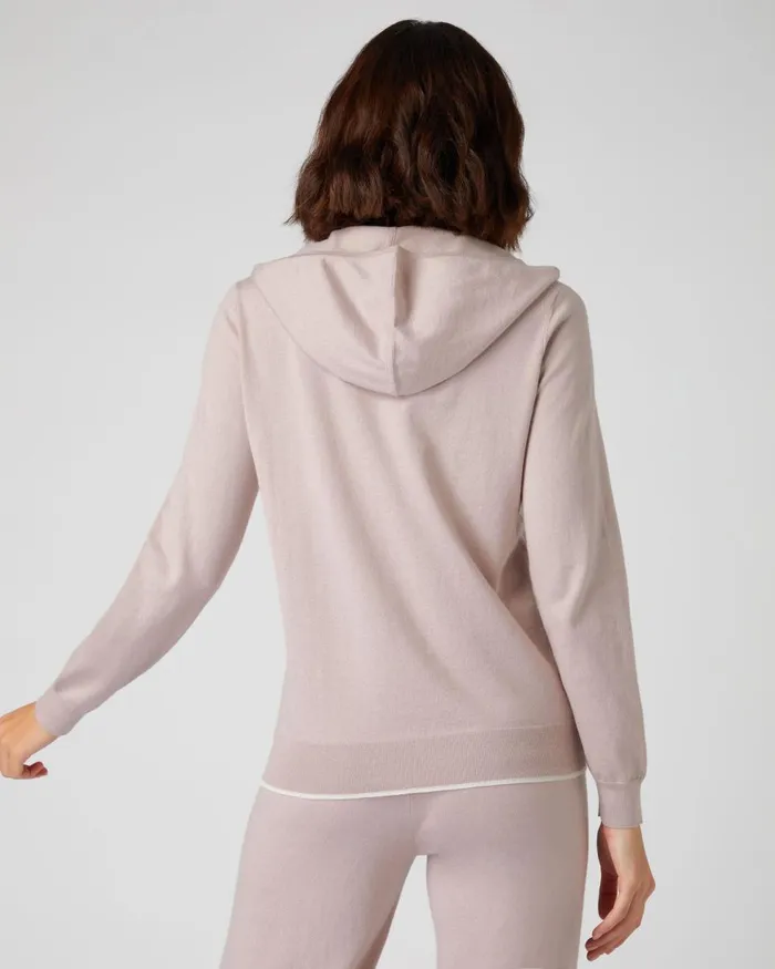 NPeal Half and Full Zip Knitwear Women Cotton Cashmere Hoodie In Dune Pink
