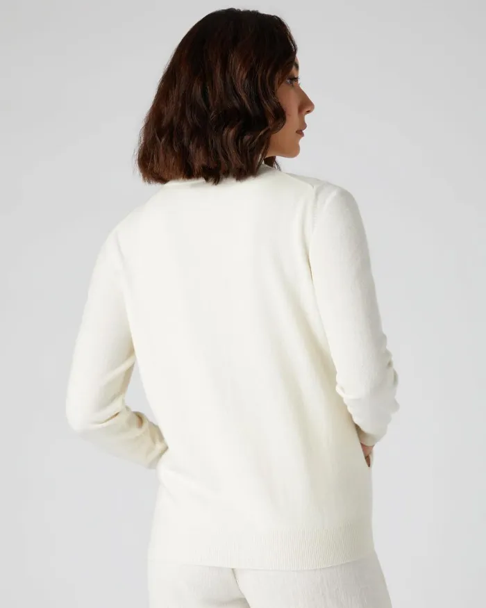 NPeal Half and Full Zip Knitwear Women Funnel Neck Zip Cashmere Cardigan In New Ivory White