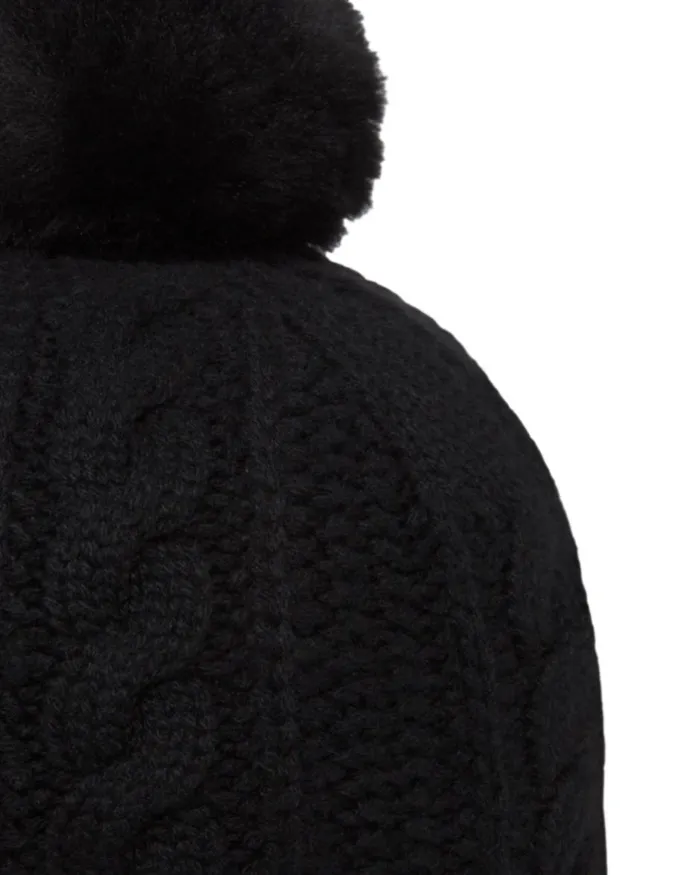 NPeal Hats WomenMen Unisex Shearling Pom Cable Hat In Black