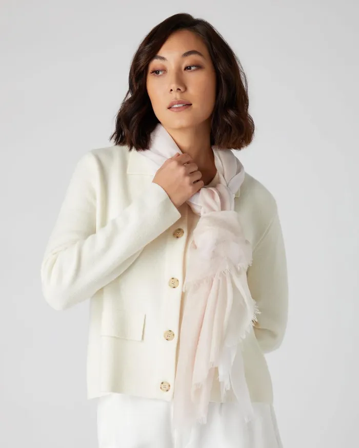 NPeal Pashminas Wraps and Shawls Women Dip Dye Cashmere Scarf In New Ivory White Canvas Pink