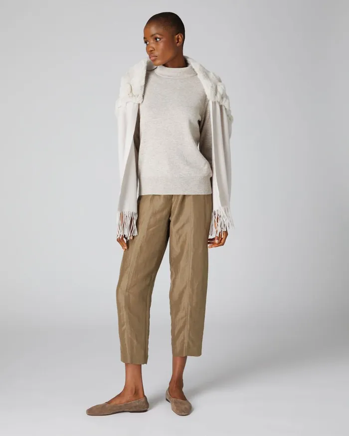 NPeal Roll Necks Women Long Sleeve Mock Neck Cashmere Jumper In Sand Brown