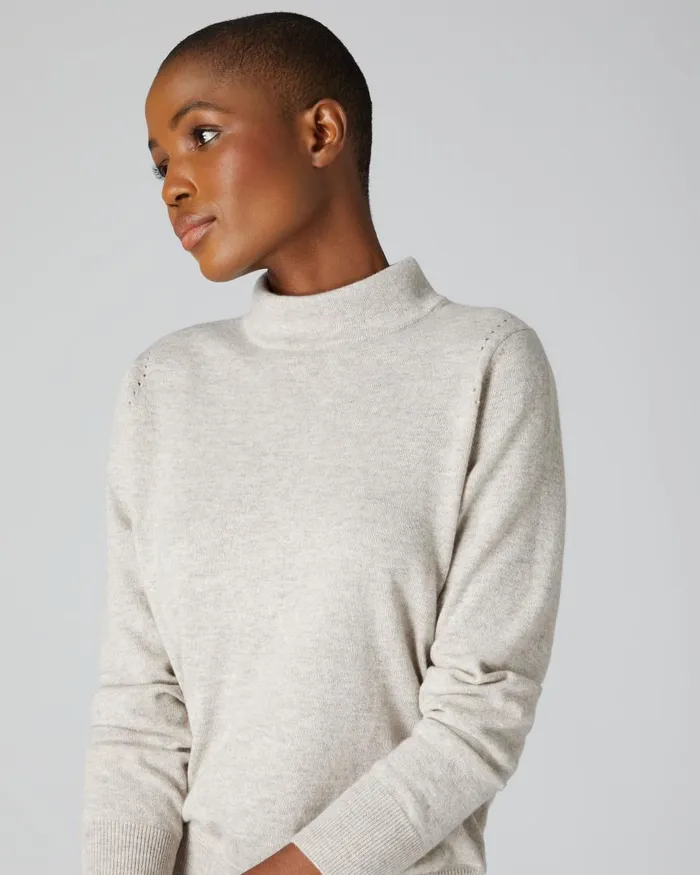 NPeal Roll Necks Women Long Sleeve Mock Neck Cashmere Jumper In Sand Brown