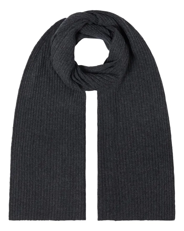NPeal Scarves MenWomen Unisex Short Ribbed Cashmere Scarf In Dark Charcoal Grey NPeal Scarves MenWomen Unisex Short Ribbed Cashmere Scarf In Dark Charcoal Grey
