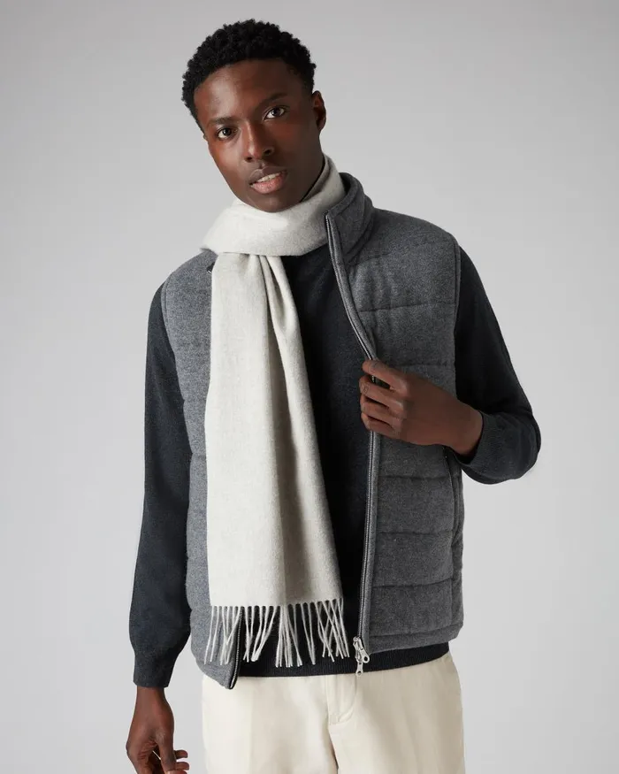 NPeal Scarves MenWomen Unisex Woven Cashmere Scarf In Flannel Grey