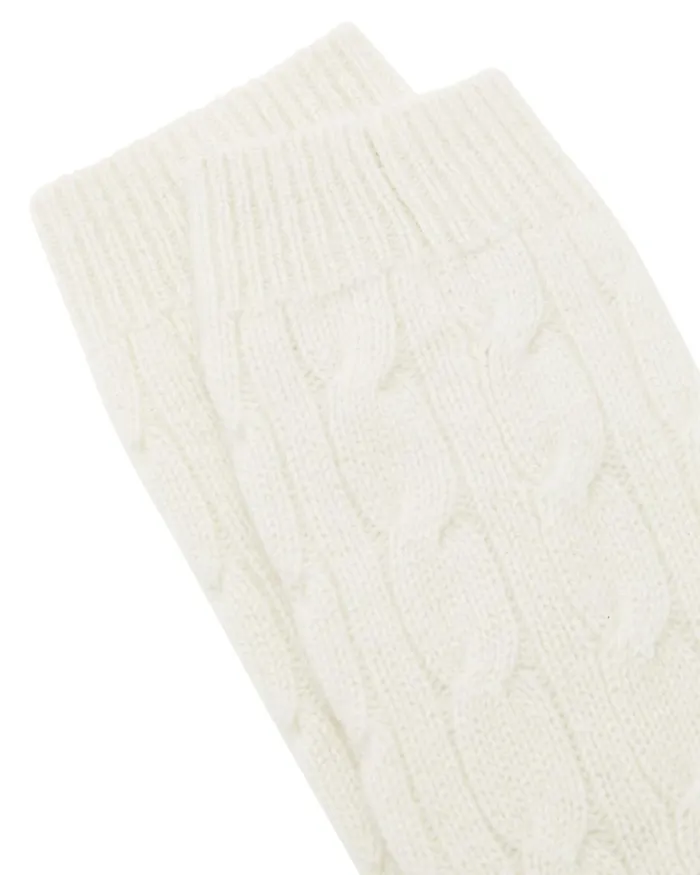 NPeal Slippers and Socks Women Cable Cashmere House Socks In New Ivory White