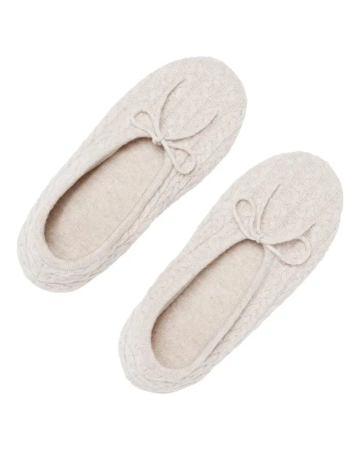 NPeal Slippers and Socks Women Cable Cashmere Slippers In Ecru White