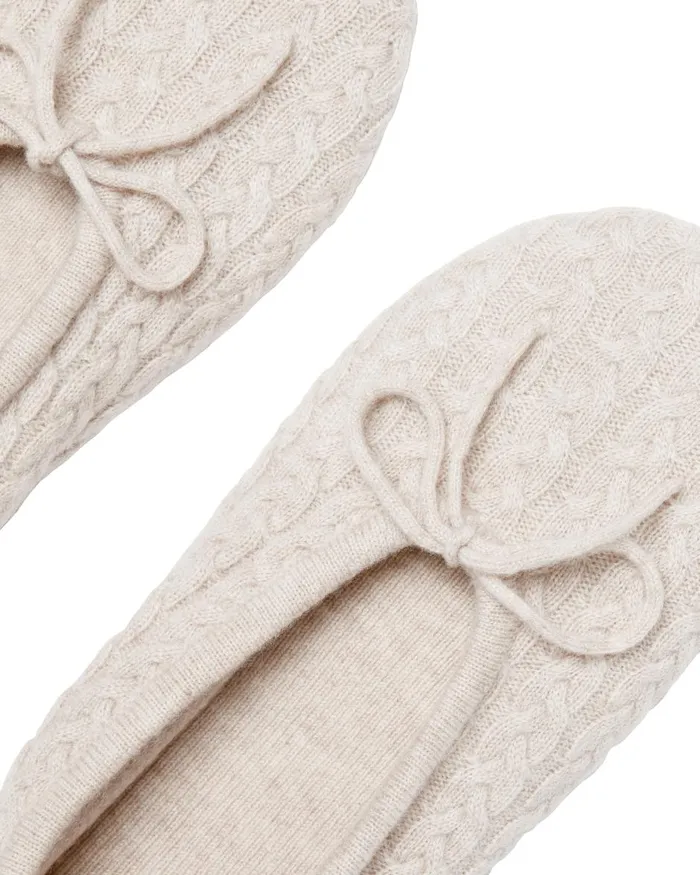 NPeal Slippers and Socks Women Cable Cashmere Slippers In Ecru White