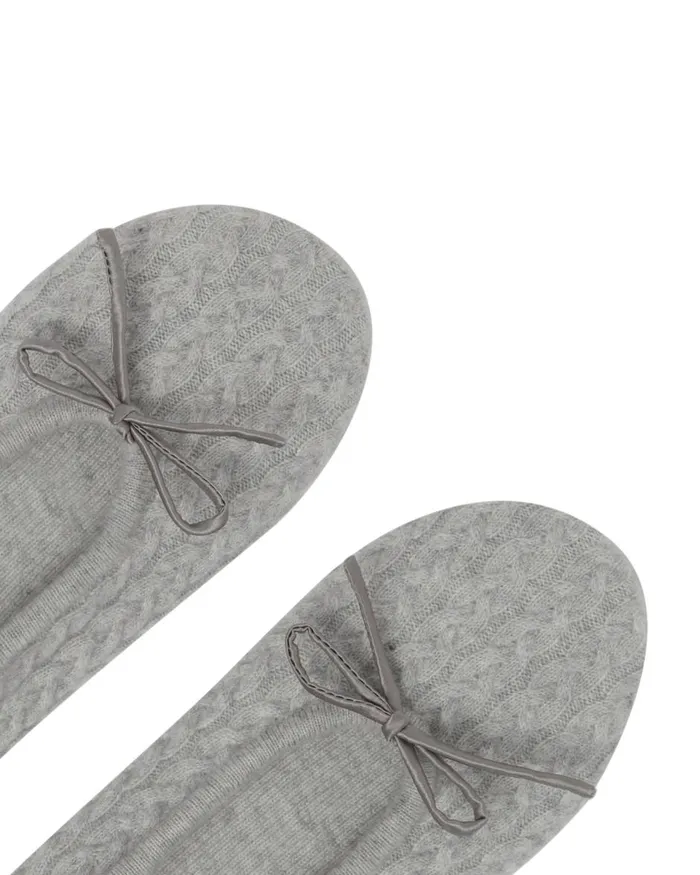 NPeal Slippers and Socks Women Cable Cashmere Slippers In Fumo Grey