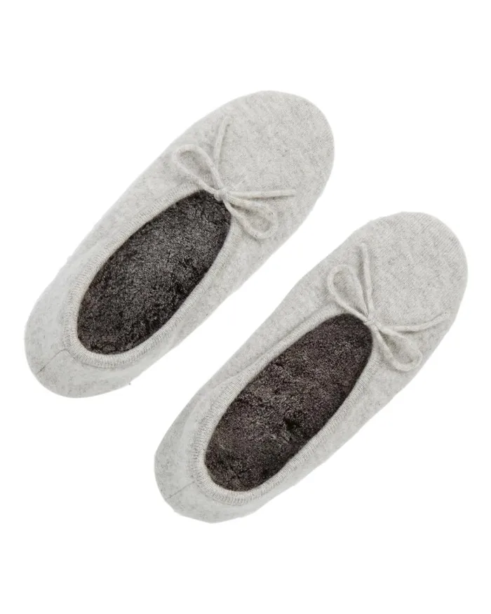 NPeal Slippers and Socks Women Fur Lined Cashmere Slippers In Fumo Grey