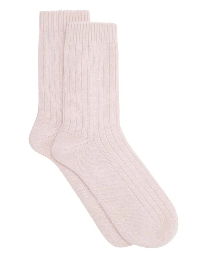 NPeal Slippers and Socks Women Rib Cashmere House Socks In Pale Pink