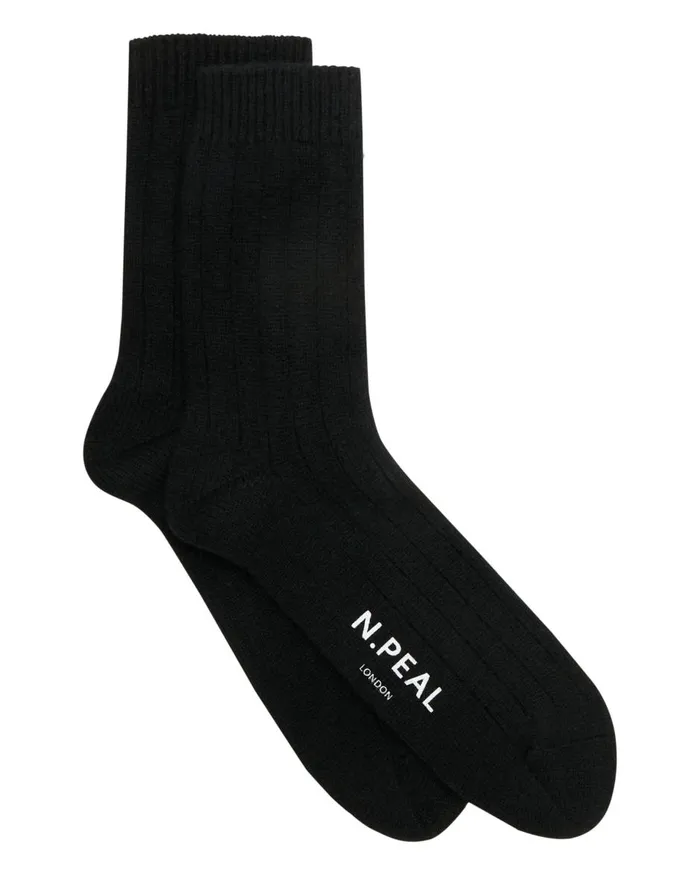 NPeal Socks Men Rib Cashmere House Socks In Black