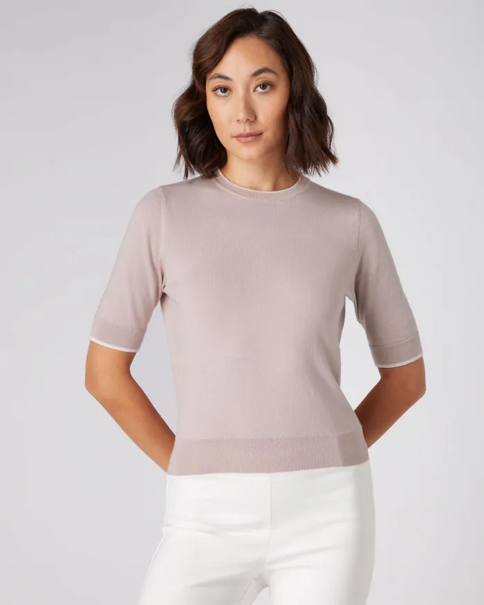 NPeal Tops and TShirts Women Cotton Cashmere T Shirt In Dune Pink