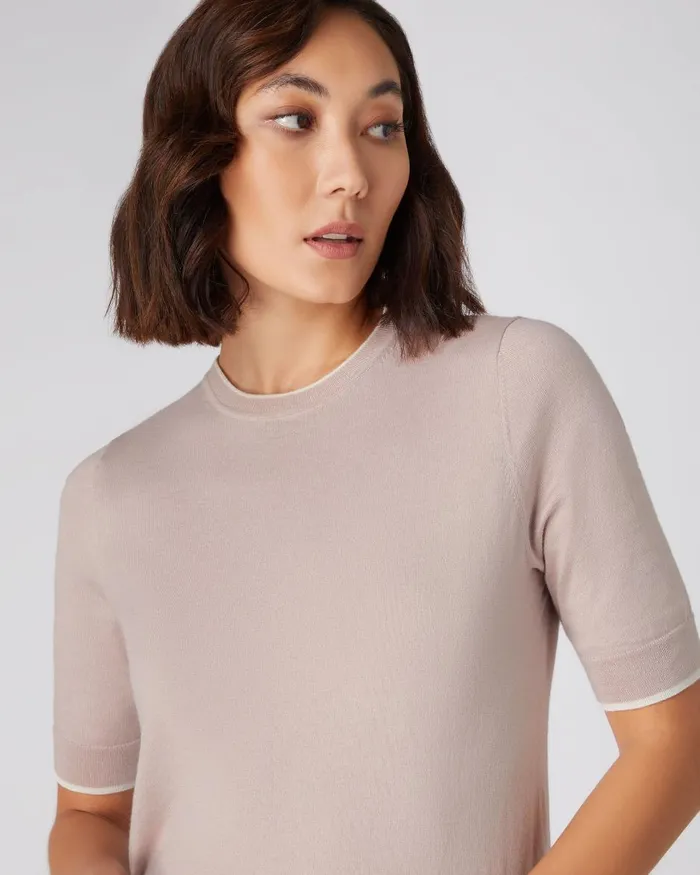 NPeal Tops and TShirts Women Cotton Cashmere T Shirt In Dune Pink