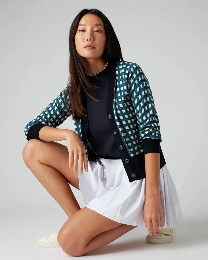 NPeal Tops and TShirts Women Cotton Cashmere T Shirt In Navy Blue