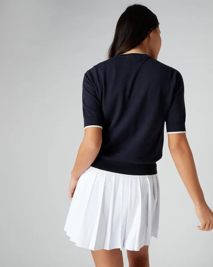 NPeal Tops and TShirts Women Cotton Cashmere T Shirt In Navy Blue