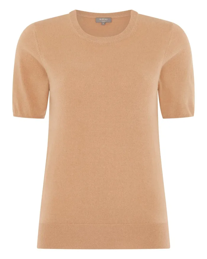 NPeal Tops and TShirts Women Round Neck Cashmere T Shirt In Sahara Brown