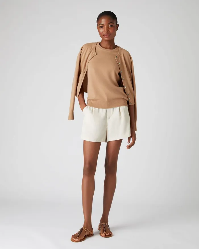 NPeal Tops and TShirts Women Round Neck Cashmere T Shirt In Sahara Brown