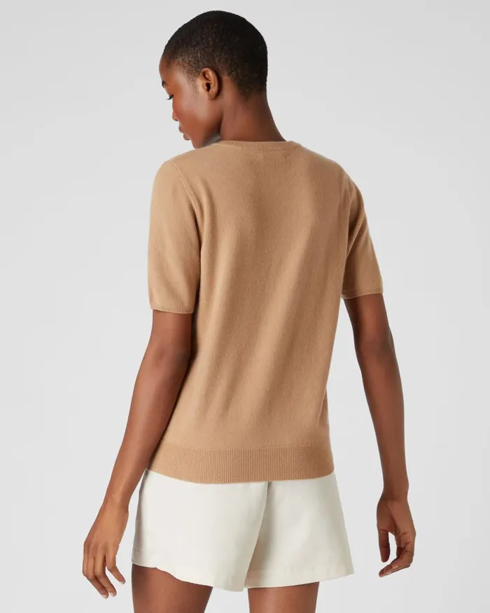 NPeal Tops and TShirts Women Round Neck Cashmere T Shirt In Sahara Brown