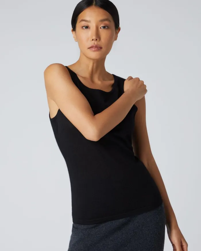 NPeal Tops and TShirts Women Superfine Cashmere Shell Top In Black