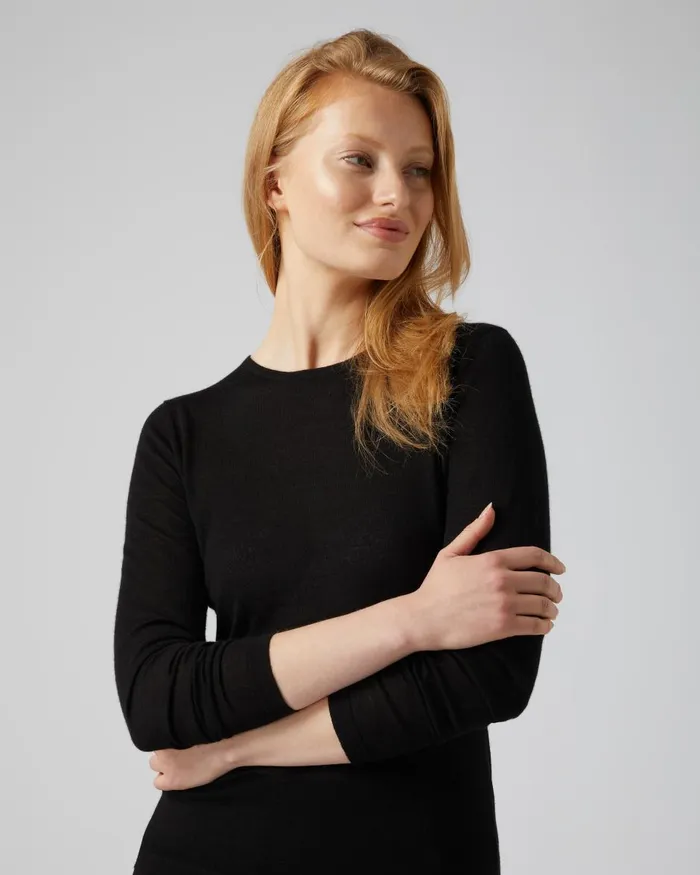 NPeal Tops and TShirts Women Superfine Long Sleeve Cashmere Top In Black