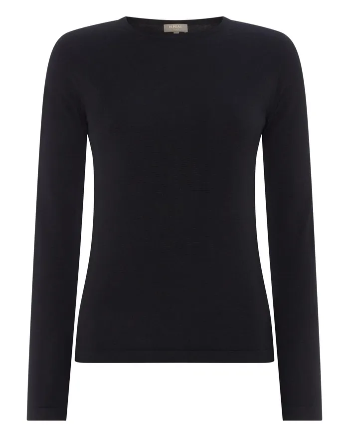 NPeal Tops and TShirts Women Superfine Long Sleeve Cashmere Top In Black