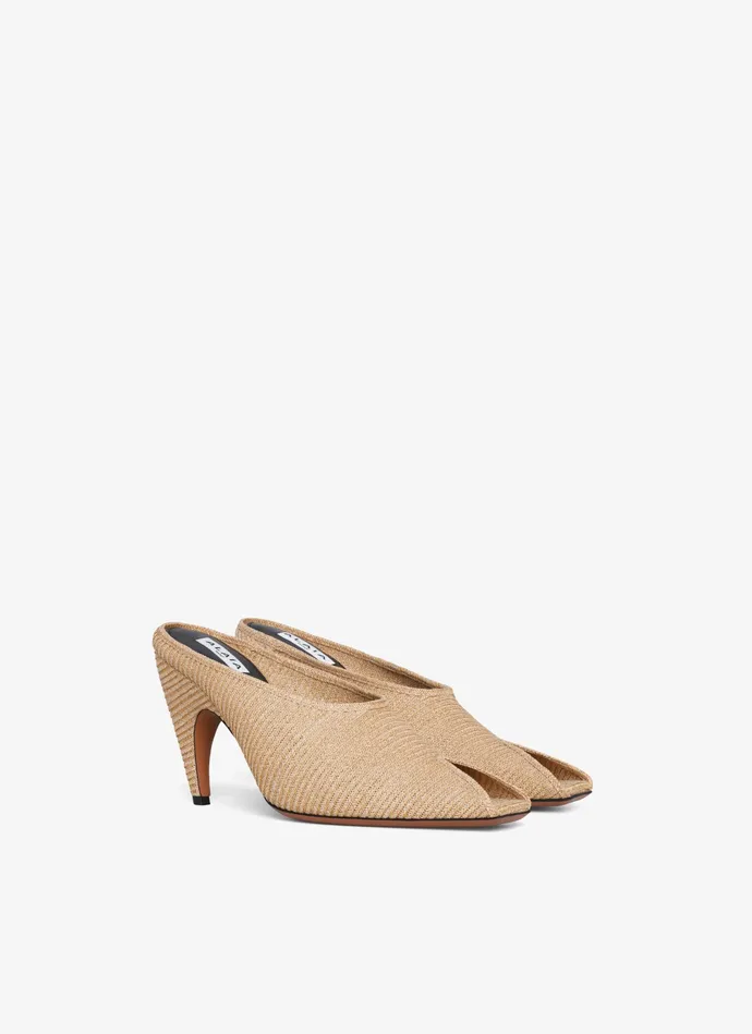 Natural SPIKE MULES IN PAPER STRAW Women Alaa Mules