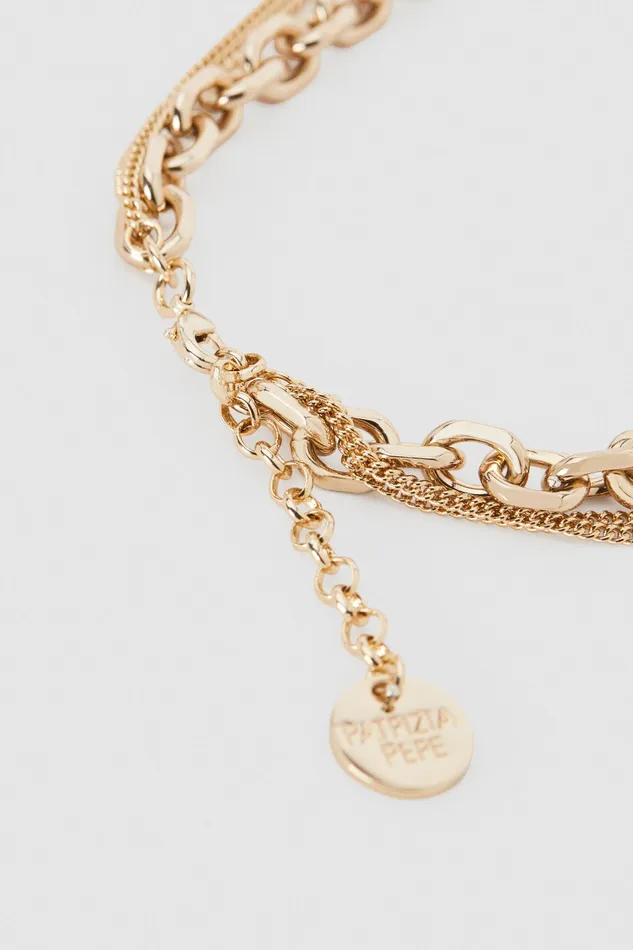 Necklaces Women Patrizia Pepe Choker With Chain Detailing Light Shiny Gold