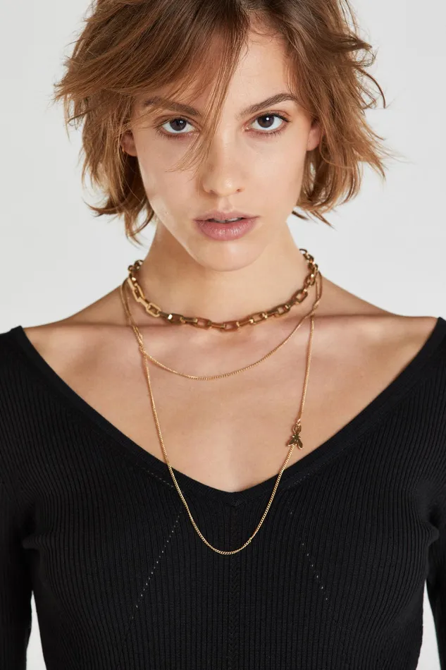 Necklaces Women Patrizia Pepe Choker With Chain Detailing Light Shiny Gold